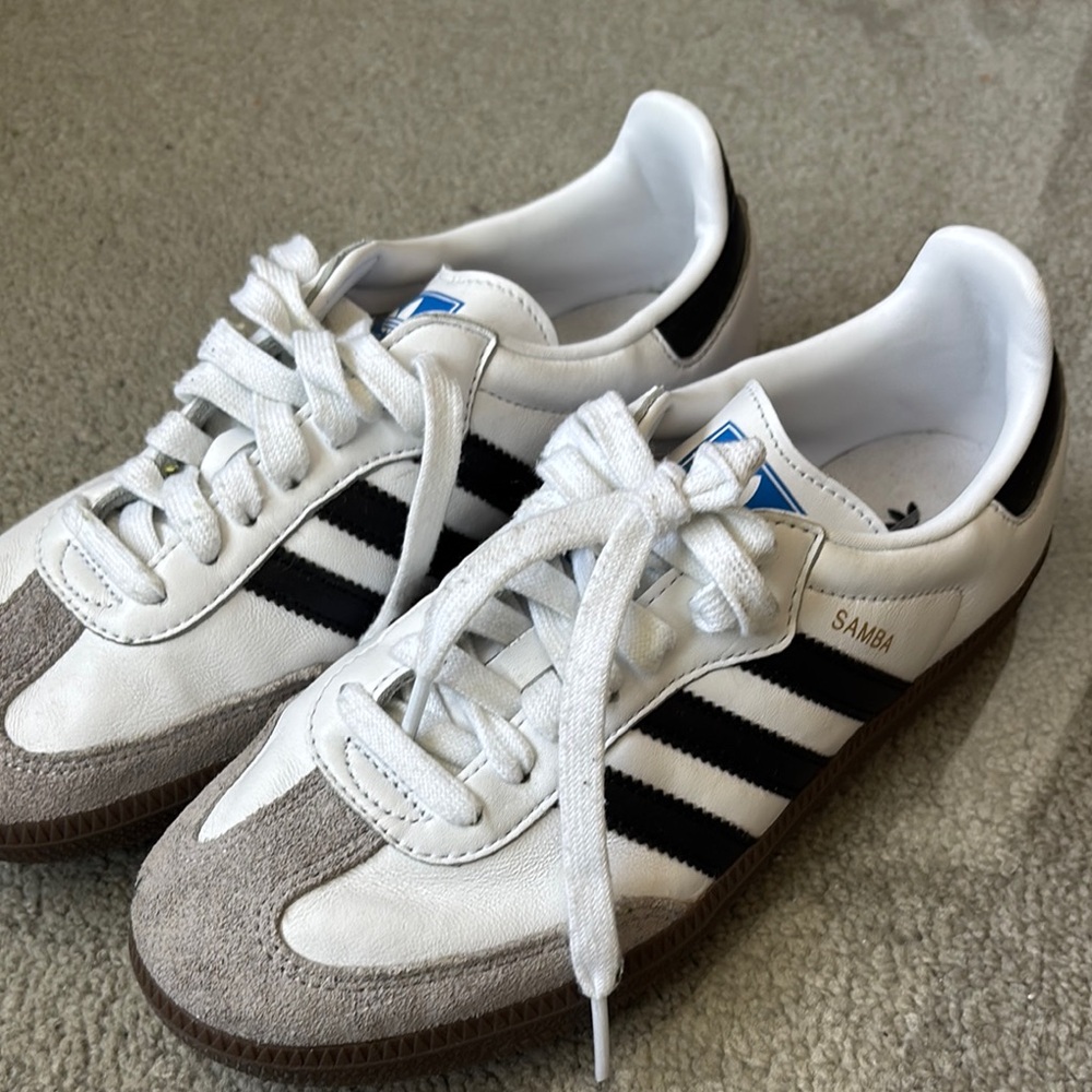 Adidas Samba White and Black Trainers used 5.5